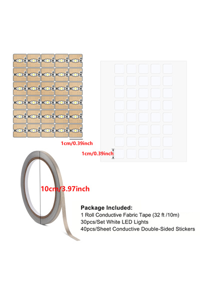Choice مجموعة 1 ملصقات دوائر LED بيضاء رائعة مع شريط قماش موصل، مجموعة أدوات ...