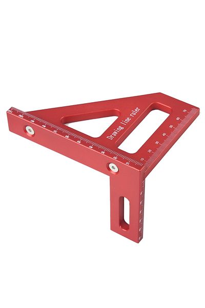 toohr 1pcs Red 3d Multi Angle Measuring Ruler 45/90 Degree Plastic Carpentry Square Protractor Drawing Lin