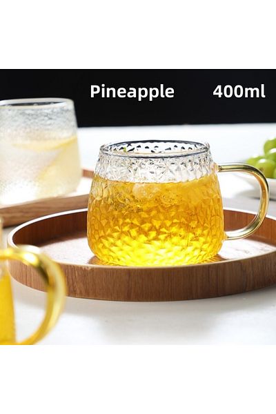 Choice 301-400ml Pineapple 350ml/400ml Hammer Pattern Coffee Cup Juice Glass Mug Temperature Heat Resistant