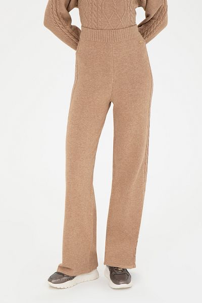 U.S. Polo Assn. Women's Sand Melange Loose Fit Knitwear Trousers 50277073 -Vr123