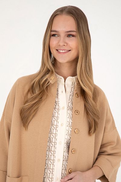 U.S. Polo Assn. Women's Sand Melange Knitwear Cardigan 50277381 -Vr123