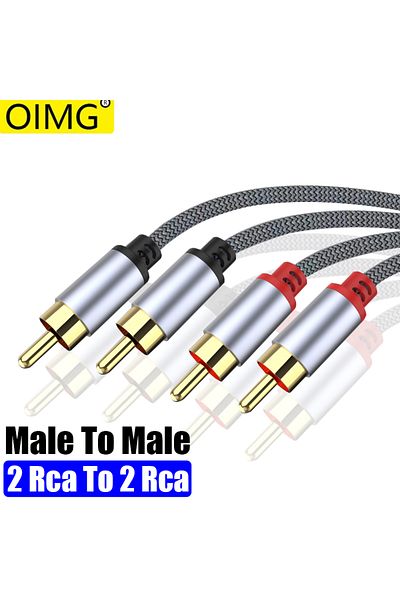 OIMG كابل ستيريو بطول 5 أمتار من 2RCA إلى 2RCA، كابل AUX من ذكر إلى ذكر، مناسب لأنظمة المسرح المنزلي والتلفزيون عالي الدقة والتلفزيون الرقمي