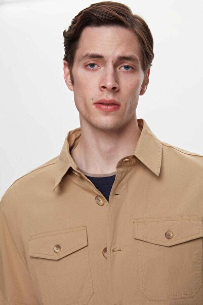 Twn Μπουφάν μπεζ ίσιο πουκάμισο Relaxed Fit