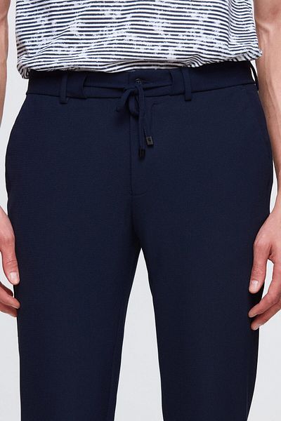 Twn Navy Blue Slim Fit Jogger Παντελόνι - Dobby