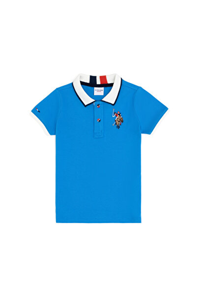 U.S. Polo Assn. Tricou cu guler polo pentru băieți albastru cobalt basic 5027...