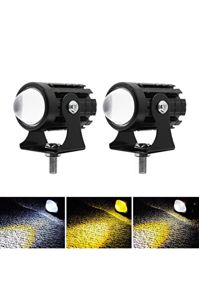 Choice مصباح أمامي LED للدراجات النارية باللون الأبيض والأصفر قطعتين، مصباح ق...