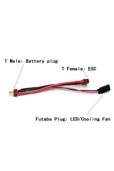 Choice Futaba Plug RC Car Parts Battery Cooling Fan LED Power Cable for Wltoys 144001 124018 Traxxas TRX-4
