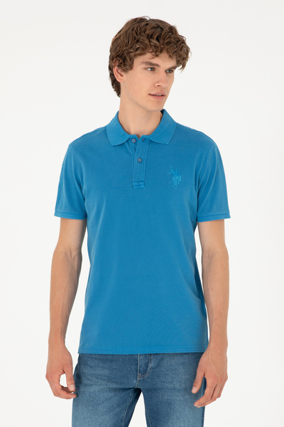 U.S. Polo Assn. تي شيرت رجالي ذو قصة ضيقة وياقة بولو من Saks Basic 50279591-V...