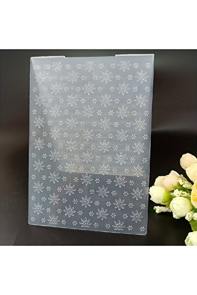 Choice مجلد نقش زهور صغير أبيض اللون، قالب لصنع البطاقات ودفتر القصاصات البلاستيكي، مناسب للأعمال اليدوية.