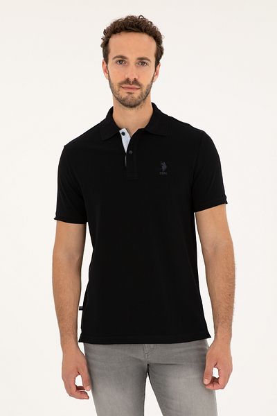 U.S. Polo Assn. Men's Regular Fit Polo Neck Black Basic T-Shirt 50279611 -Vr046