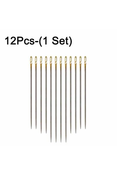 Choice6 12pcs-1 set Sewing Needles Multi-size Side Opening Stainless Steel Da...