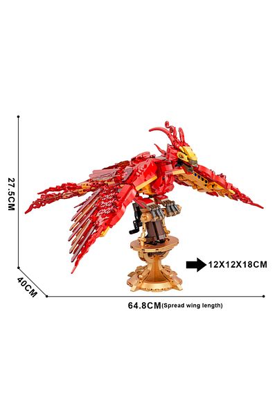 yaafun No Original Box 938pcs 2024 New Creative Magic Fire Phoenix Toys Model Building Blocks Wizardry Educ
