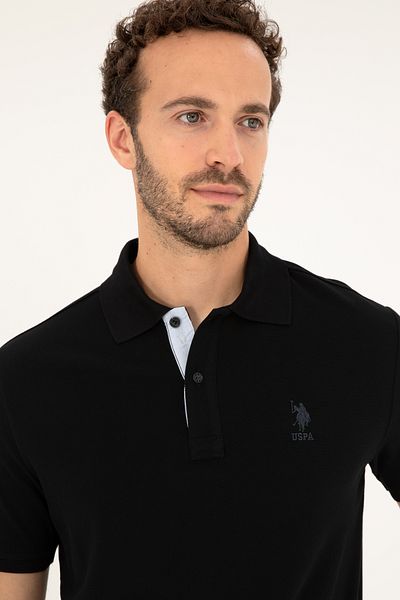 U.S. Polo Assn. Men's Regular Fit Polo Neck Black Basic T-Shirt 50279611 -Vr046