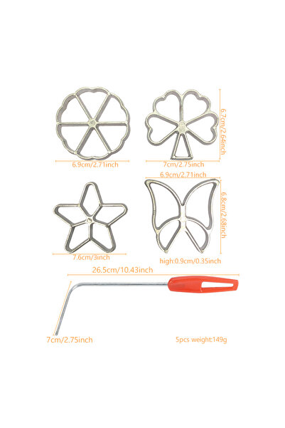 Choice Set B 5-Piece Cast Iron Rosette Cookie Maker Set - Versatile Molds with Handle for Easy Use - Perfec
