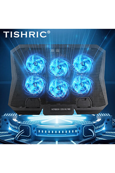 Choice مبرد كمبيوتر محمول للألعاب من تيشيرك، بست مراوح، سرعة هواء قابلة للتعديل، منفذي USB، سرعة دوران 2200 دورة في الدقيقة.