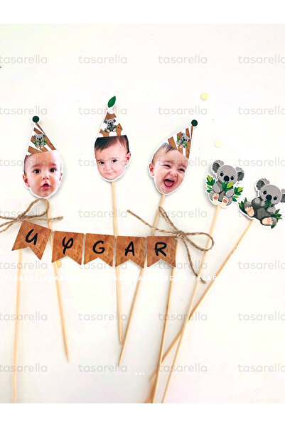 Tasarella Koala Temalı Fotoğraflı ve İsimli Doğum Günü Pasta Süsü (1 Set)