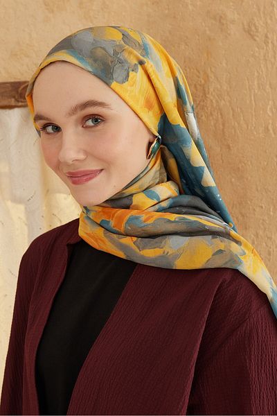 Modakaşmir Watercolor Abstract Pattern Bamboo Shawl