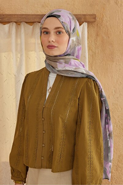 Modakaşmir Watercolor Abstract Pattern Bamboo Shawl