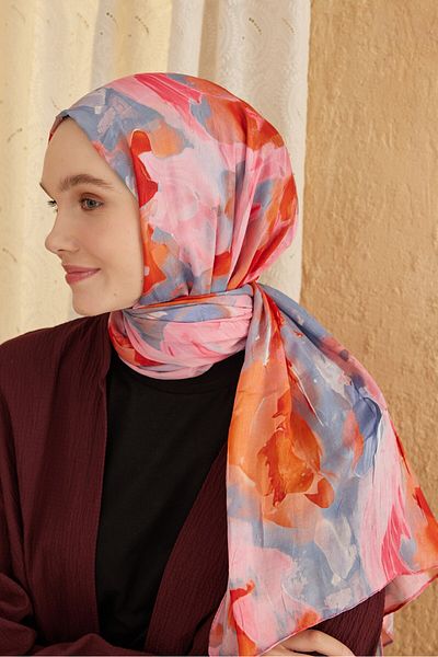 Modakaşmir Watercolor Abstract Pattern Bamboo Shawl