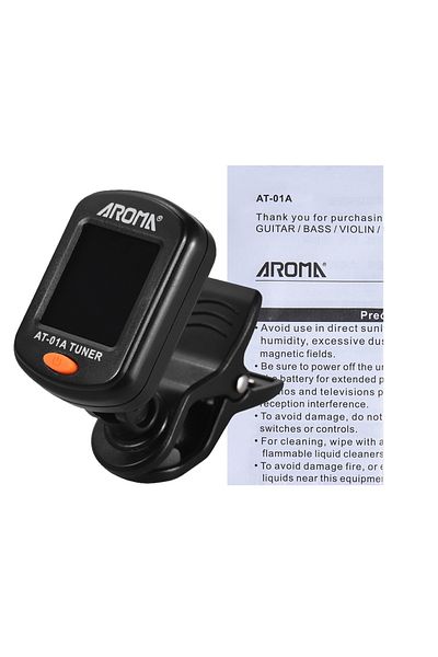 Choice Black At-01a Rotatable Clip-on Tuner Universal 12 Equal Temperament Lcd Display For Chromatic Guitar