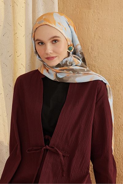 Modakaşmir شال من الخيزران بنمط تجريدي بألوان مائية