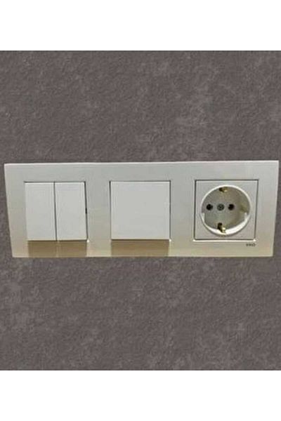 VİKO Viko Karre White 3-Piece Set Commutator (Dual Switch) Switch Grounded Socket