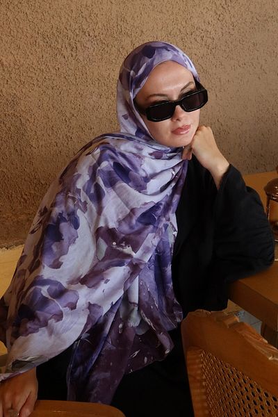 Modakaşmir Watercolor Abstract Pattern Bamboo Shawl