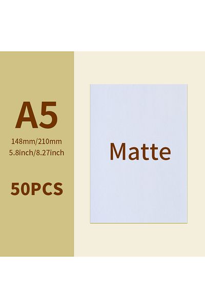 Choice A5 Matte 50 Sheets A4 White Self-adhesive Paper A5 Sticker Label Paper Matte Glossy Surface Paper Sh