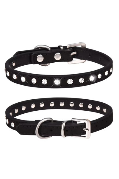 LUCKY CAT TEK SIRA PARLAK TAŞ KAPLAMA - KEDİ - KÖPEK TASMASI BEDEN:XS- KIRMIZI