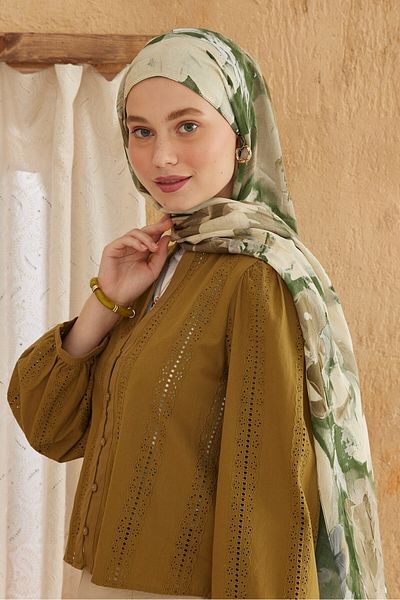 Modakaşmir شال من الخيزران بنمط تجريدي بألوان مائية