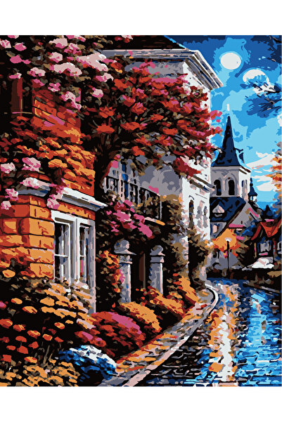 Lamba Cini Sayılarla Boyama Kasnaklı Tablo Seti Fırça Boya Dahil 40x50 ÇİÇEKL...