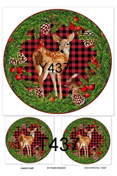 LİNEART Lineart Yılbaşı Deseni Pirinç Dekopaj Kağıdı No:Y437- 29x42cm