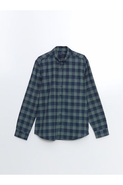 LC Waikiki Ανδρικό πουκάμισο κανονικής εφαρμογής μακρυμάνικο καρό Gabardine