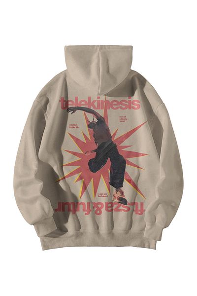 Scrovtie Γυναικεία Ανδρική κρέμα Travis Scott Telekinesis Φούτερ με κουκούλα καγκουρό με στάμπα