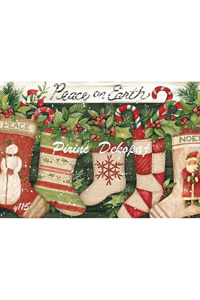 LİNEART ورق ديكوباج نحاسي بنمط عيد الميلاد Lineart رقم: Y115 - 29x42 سم