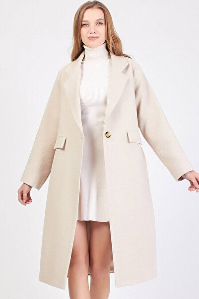 MissKybele Çentikli Geniş Ceket Yakalı Uzun Kollu Düğme Kapamalı İçi Astarlı ...