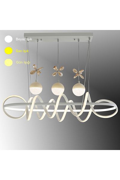 TT AYDINLATMA Tt314-3Tpl-Ym-By Tt Lighting Large Coiled Dining Table - Matte White Led Chandelier