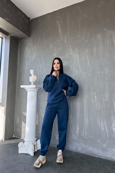 LİLA İSTANBUL Σετ φόρμας με ψηλό γιακά με φερμουάρ Oversize Skinny Leg