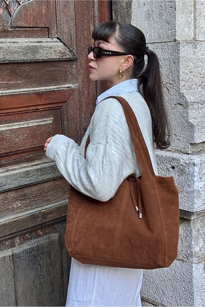 Yuka Atelier Geanta Shopper din piele intoarsa Sophia