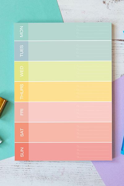 Copyder A5 Pastel Colored Weekly Memo Pad - 50 Sheets (14.8X21Cm)