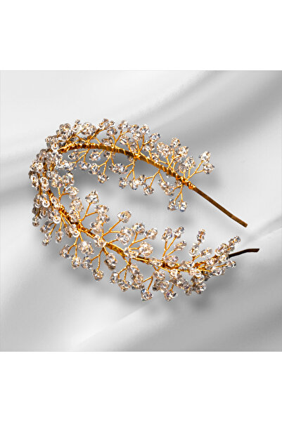 Handmade Tiara de mireasa - coroana cu margele - coroana aurie - mireasa - co...