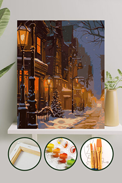 Palmiye Hobi Sanat Kırtasiye Sayılarla Boyama 40x50 Cm Tuval Seti Fırça Boya ...