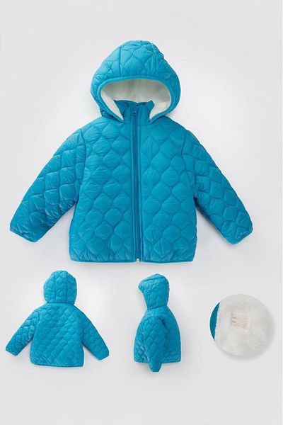 Minigimin Cicileri Palton unisex pentru copii - matlasat, Welsoft, Baby Blue, 1-10 ani