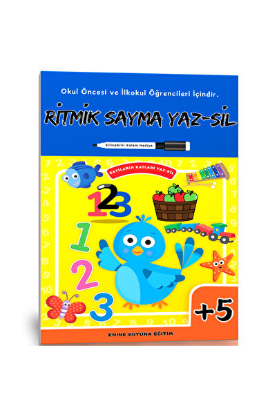 Enine Boyuna Eğitim Ritmik Sayma YAZ-SİL Kitabı (Okul Öncesi ve İlkokul Öğren...
