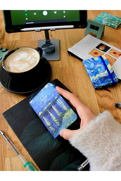 Nova Crafts Starry Night on the Rhone Themed Mini Notebook / Note Holder