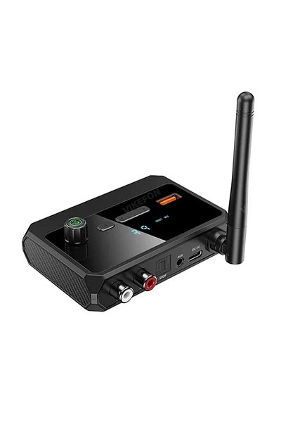 Vikefon black Bluetooth 5.3 Audio Receiver Support USB U-Disk Play Wireless Adapter R/L 2 RCA/3.5MM AUX/Opti