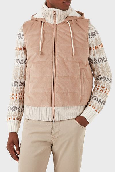 GRAN SASSO Men's Hooded Wool Vest - 100% Regular Fit Vest 78145 55006 110