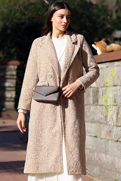 MissKybele Çentikli Geniş Ceket Yakalı Uzun Kollu Düğme Kapamalı İçi Astarlı ...