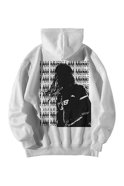 Scrovtie White Playboi Carti I Am Music Printed - Oversize Hooded Hoodie