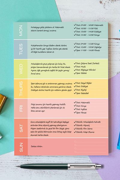 Copyder A5 Pastel Colored Weekly Memo Pad - 50 Sheets (14.8X21Cm)